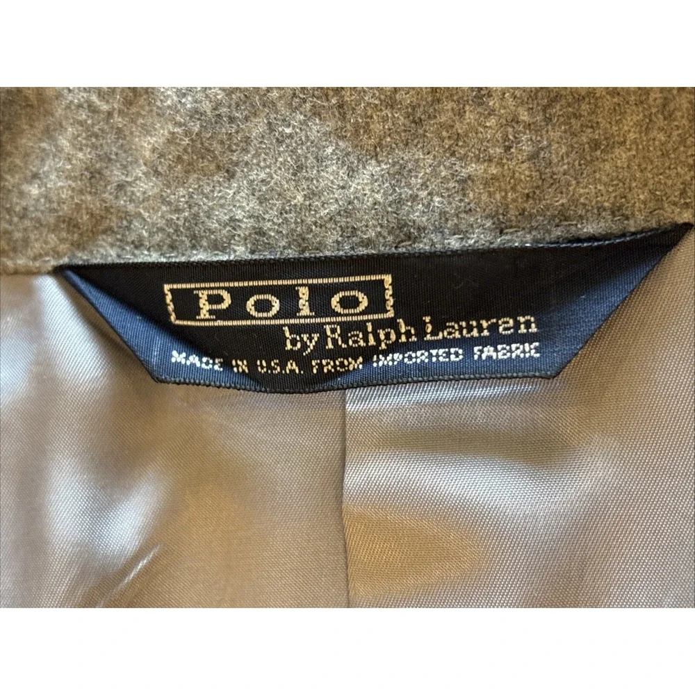 VTG Polo Ralph Lauren 2pc Wool Suit 43 Long Gray Ticket Pocket USA Cuffed 34x32